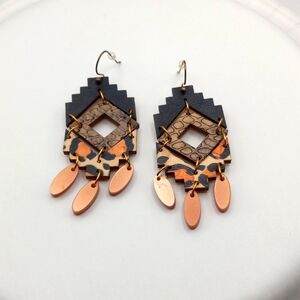 Leopard Print Wood Earrings